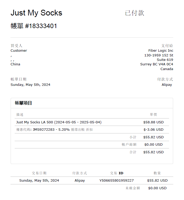 Just My Socks LA 500 (2024-05-05 – 2025-05-04)